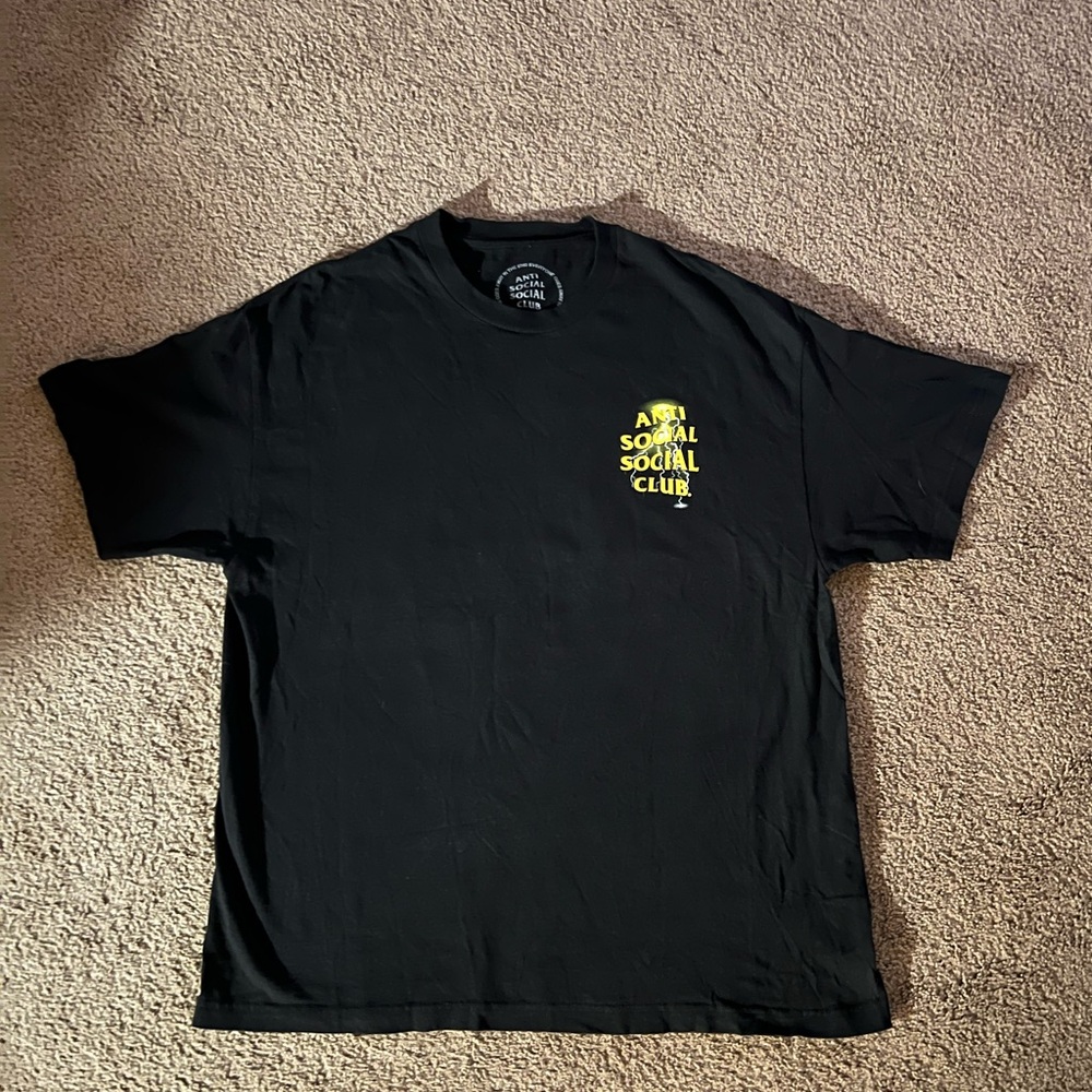 Anti Social Social Club Black Tee with Yellow Logo